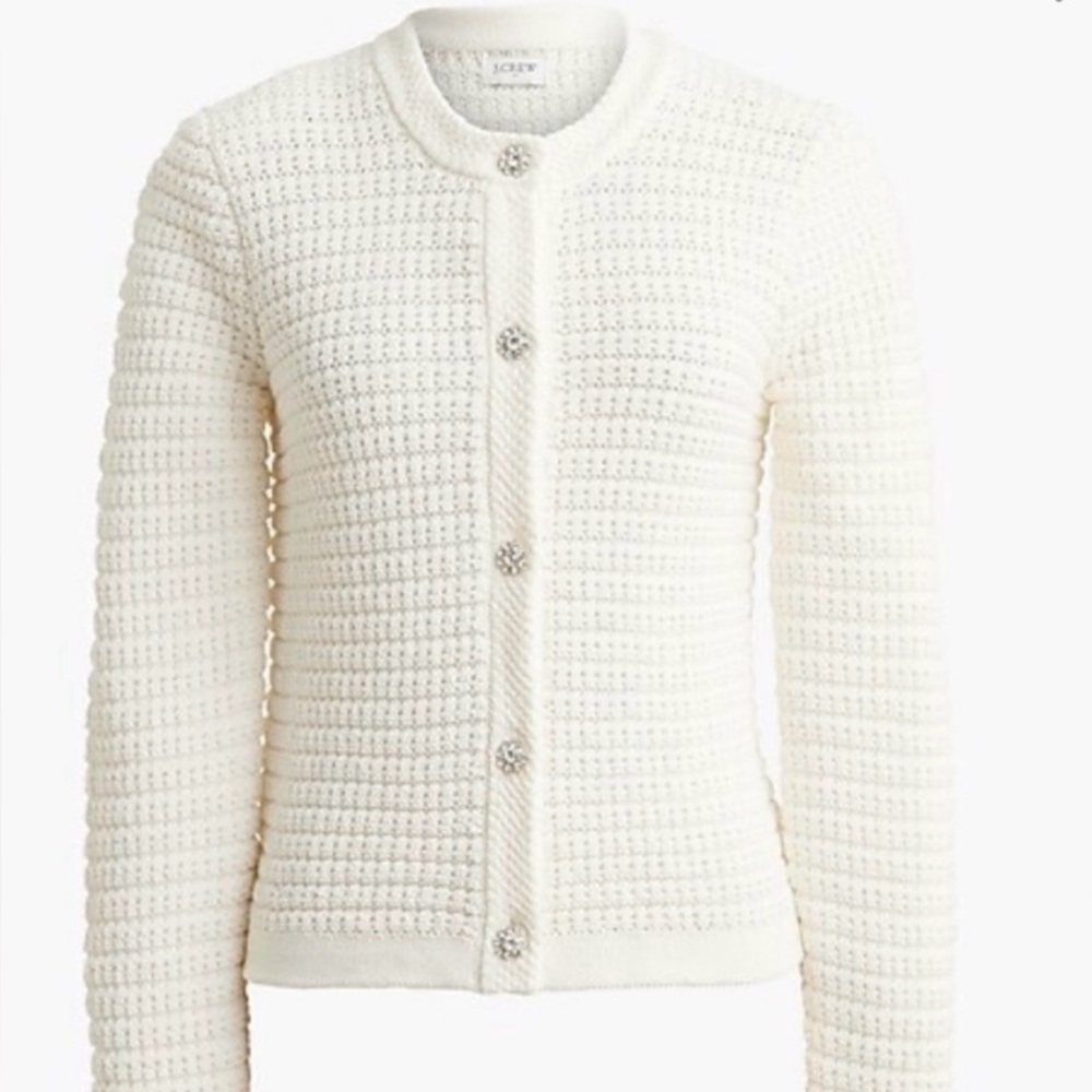 J. Crew Factory Cream Lady Jacket with Sparkle Buttons XS